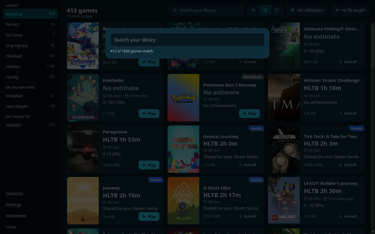 The search panel