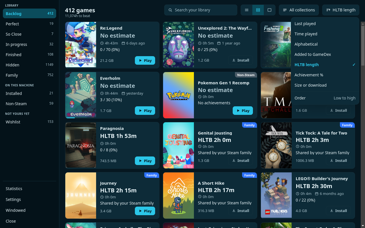 The sort menu